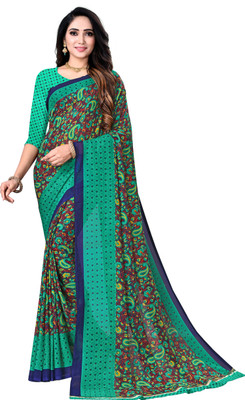 Kanooda Prints Printed Daily Wear Georgette Saree(Blue)