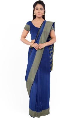 Saadhvi Printed Daily Wear Cotton Silk Saree(Blue)
