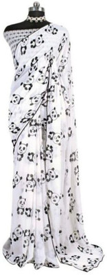 Sitanjali Woven Bollywood Georgette Saree(White)