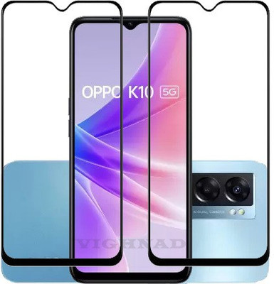 VIGHNAD Edge To Edge Tempered Glass for Oppo K10, Oppo K10 5G(Pack of 2)
