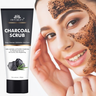 INTIMIFY Charcoal Face Scrub for Exfoliation, Anti-acne & Pimples Blackhead Removal  Scrub(100 g)