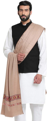 Braid N Cord Polyester Wool Blend Embroidered Men Shawl(Beige)