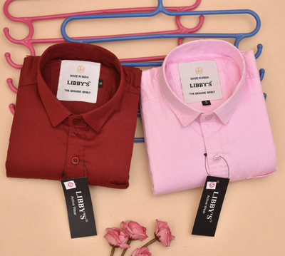 libbys Men Solid Casual Multicolor Shirt(Pack of 2)