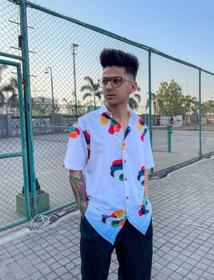 ENTNICBLISS Men Printed Casual White Shirt