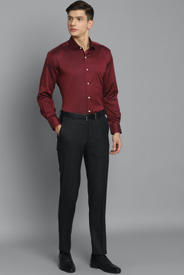 LOUIS PHILIPPE Men Self Design Formal Maroon Shirt