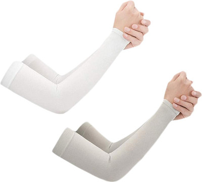 Coitson Nylon Arm Sleeve For Men & Women(Free, White, Grey)