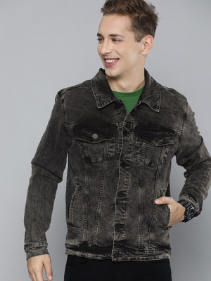 HOZIE Full Sleeve Solid Men Denim Jacket