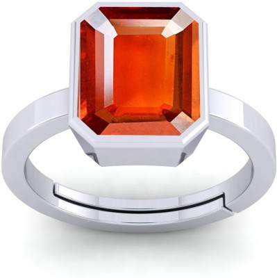 THE UNIQUE KART 11.25 Ratti Hessonite Gomed Gemstone Silver Plated men and women Brass Garnet Brass Plated Ring