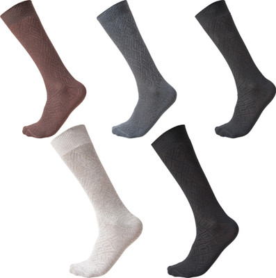 DOUBLE SEVEN Men Self Design Mid-Calf/Crew(Pack of 5)