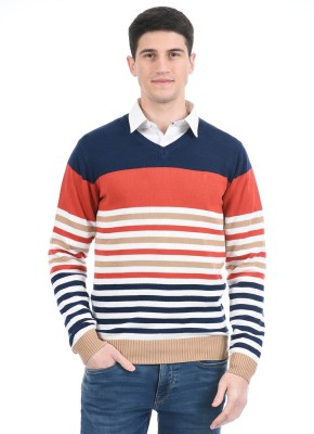 PORTOBELLO Woven V Neck Casual Men Multicolor Sweater