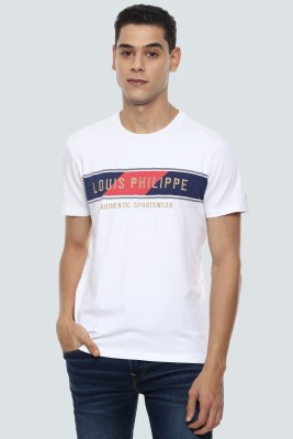 LOUIS PHILIPPE Graphic Print Men Crew Neck White T-Shirt