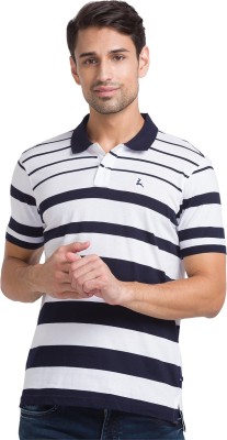 PARX Striped Men Polo Neck Dark Blue T-Shirt