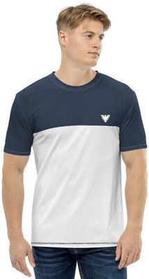 AMSHA Colorblock Men Round Neck White, Grey T-Shirt