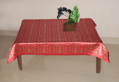 Lushomes Geometric 6 Seater Table Cover(Red, Polyester)