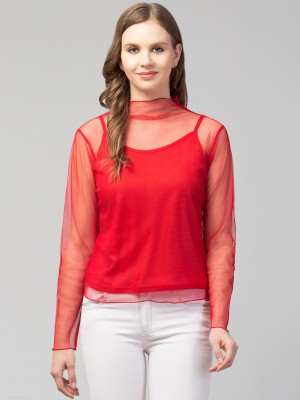 STYLZINDIA Casual Solid Women Red Top