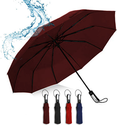 Conquest Large Umbrella (24.5 inch) for Men and Women 3 Fold with Automatic Open & Close Umbrella(Maroon)