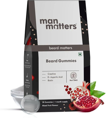Man Matters Beard Gummies | Thicken Beard, Improves Beard Density | Biotin & Creatine(30 No)