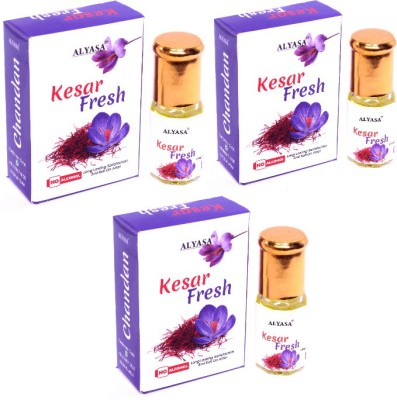 ALYASA 'Kesar Fresh' Pocket Attar pack of 3 Unisex (3 ml each) Non-alcoholic Floral Attar(Saffron)