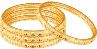 SUKAI JEWELS Brass, Alloy Cubic Zirconia Gold-plated Bangle Set(Pack of 4)