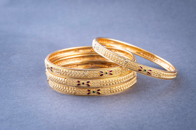 YuviKrissh Alloy Gold-plated Bangle Set(Pack of 2)