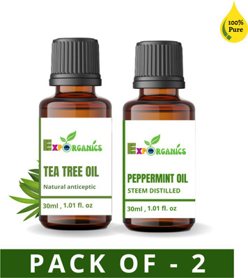 Expo Organics Tea Tree & Peppermint Essential Oil Combo Pack of 2 (30 ml + 30 ml)(60 ml)