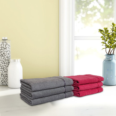SPACES Cotton 380 GSM Hand Towel(Pack of 6)