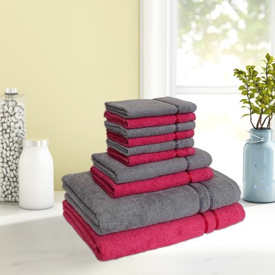 SPACES Cotton 380 GSM Bath, Hand, Face Towel Set(Pack of 10)