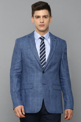 LOUIS PHILIPPE Checkered Single Breasted Formal Men Blazer(Blue)