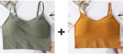 BRANKLY Women Cami Bra Lightly Padded Bra Women T-Shirt Lightly Padded Bra(Green, Gold)