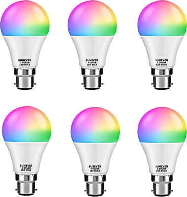 sunever 9 W Basic Round B22 LED Bulb(Multicolor, Pack of 6)