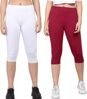 SURTI ENTERPRISES Women cotton lycra capri Women White, Maroon Capri