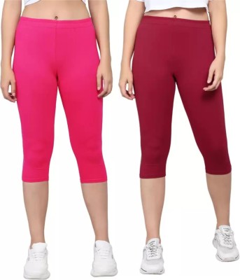 SURTI ENTERPRISES Women cotton lycra capri Women Maroon, Pink Capri