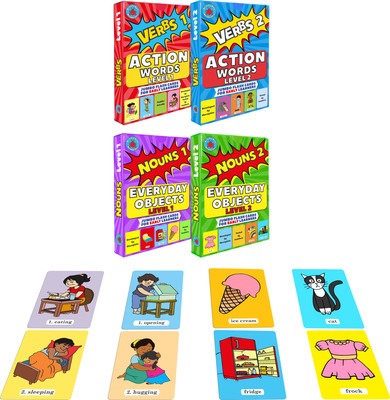 Brainy Bug Resources 120 flashcards cards, 60 early actions words, 60 everyday objects(Multicolor)