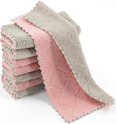 FABRONA Microfiber Cleaning Clothes Multipurpose Napkins Size 25*25 CM (Pack of 6) Multicolor Cloth Napkins(6 Sheets)