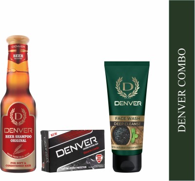 DENVER Beer Shampoo,Black Code Soap & Deep Cleanse Face Wash  (3 Items in the set)