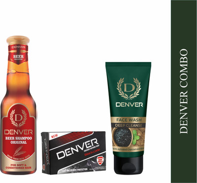 DENVER Beer Shampoo,Black Code Soap & Deep Cleanse Face Wash (3 Items in the set)
