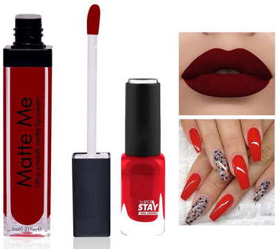 tanvi27 Professional Makeup Kit for Girls, Combo Pack of Liquid Matte Lipstick with Nail Polish(2 Items in the set)
