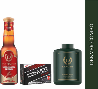 DENVER Beer Shampoo,Black Code Soap & Hamilton Talc (3 Items in the set)