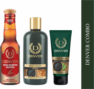 DENVER Beer Shampoo,Detox Body Wash & Deep Cleanse Face Wash (3 Items in the set)