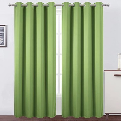 SPADE DECOR 280 cm (9 ft) Polyester Blackout Long Door Curtain (Pack Of 2)(Solid, Light Green)