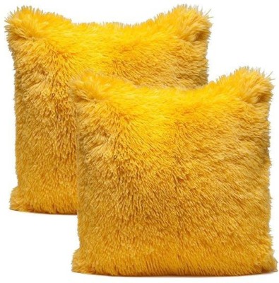 Catchyx Cart Fur Cushions Cover(Pack of 2, 40 cm*40 cm, Yellow)