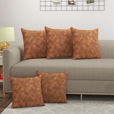 YELLOW WEAVES Suede Cushions Cover(Pack of 5, 40 cm*40 cm, Brown)