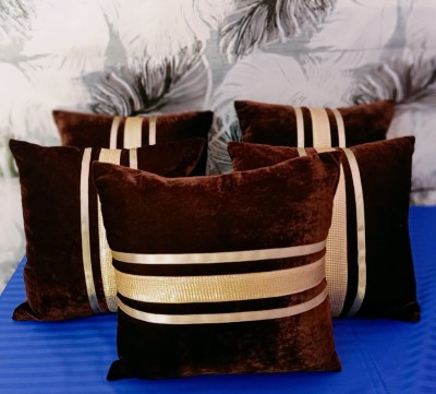 JDX Striped Cushions Cover(Pack of 5, 40 cm*40 cm, Brown)