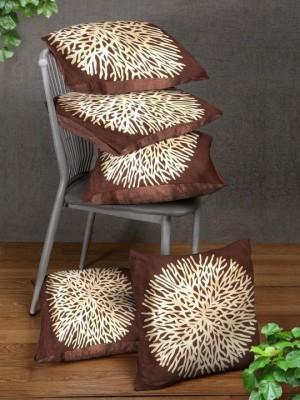 JDX Printed Cushions Cover(Pack of 5, 40 cm*40 cm, Brown)