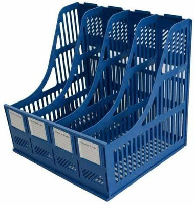 Wishbone 4 Compartments Magazine Holder Desk File Organizer 4 Compartments File Dividers Book Holder FILE HOLDER(Blue)