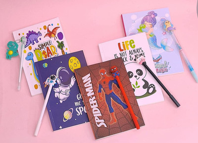 AMANVANI cartoon A5 Diary ruled 60 Pages(Multicolor, Pack of 10)