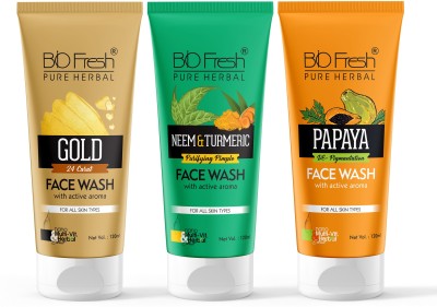 Biofresh Pure Herbal 24 Carat Gold , Neem Turmeric & Papaya  Face Wash(360 ml)