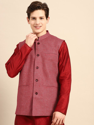 ANOUK Sleeveless Self Design Men Jacket