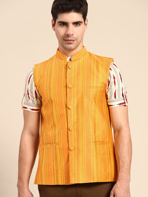 ANOUK Sleeveless Woven Design Men Jacket