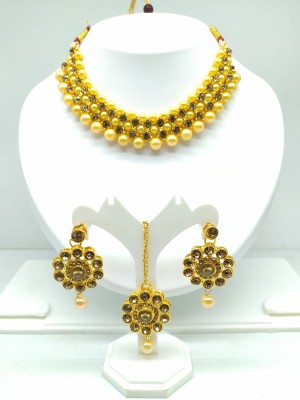 Shree Jai Sai Art Alloy Gold-plated Gold Jewellery Set(Pack of 1)